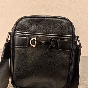 Aldo Black Leather Messenger Bag
